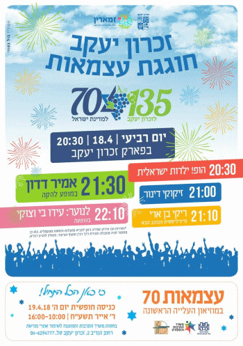 יום העצמאות 2018 בזכרון יעקוב אתר לגדול