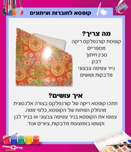 הכנת קופסא לחוברות וניש קליה