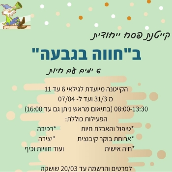 קייטנת פסח בחווה בגבעה, לגדול