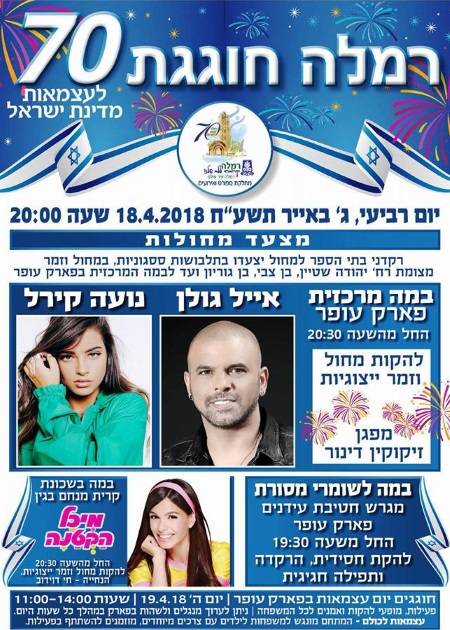 עצמאות 2018 רמלה, עצמאות 70 ברמלה - אתר לגדול